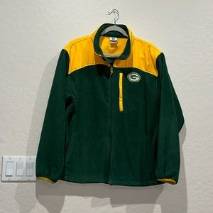NFL Green Bay Packers Logo Athletic Fleece Full Zip Up Jacket Team Apparel  Sz L